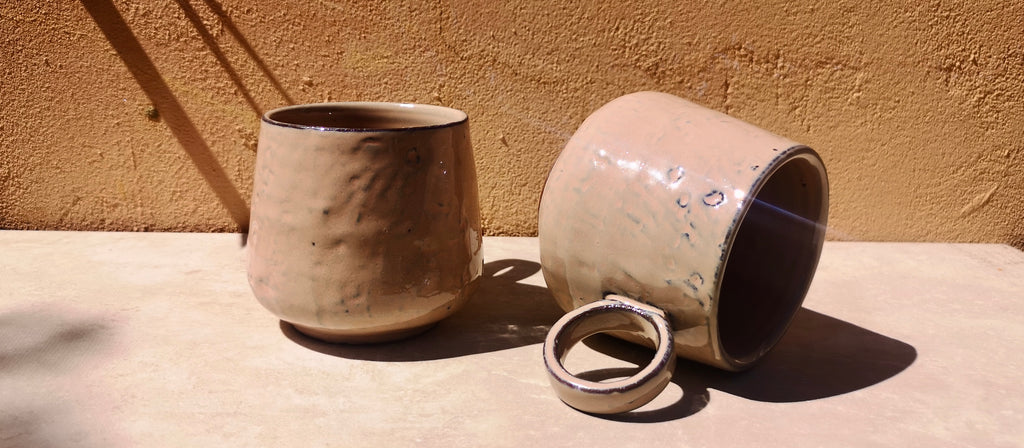 Handcrafted stoneware mugs in rose.  Coffee mug. Birthday presents. Bohemian home decor.